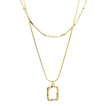 Necklace TASYAS Double with pendant-frame gold