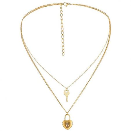 Necklace TASYAS Key with lock gold