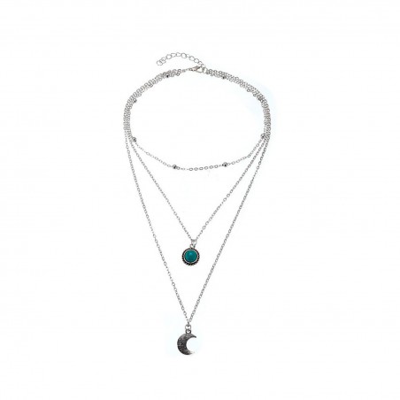 Chain TASYAS Moon and Turquoise on Multilayer Necklace