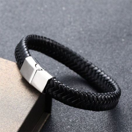 Bracelet TASYAS Leather braided black