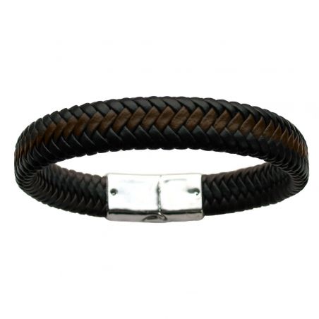Bracelet TASYAS Braided leather black-brown