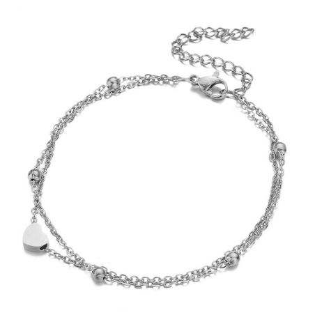 Ankle bracelet TASYAS Heart ball silver