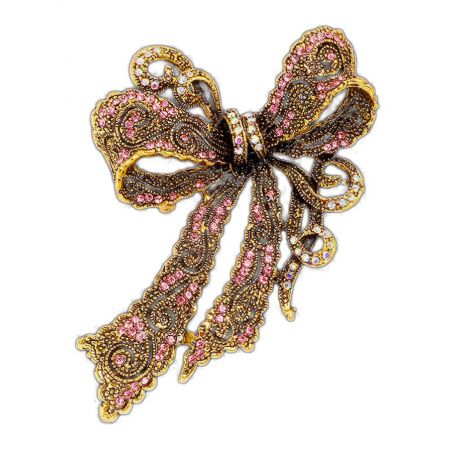 Brooch TASYAS Bow with long ribbons red