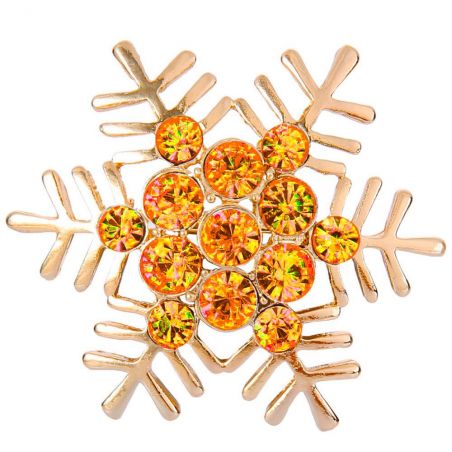 Brooch TASYAS Snowflake with yellow rhinestones