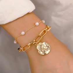 Bracelet TASYAS Pearls and suspension, double bracelet