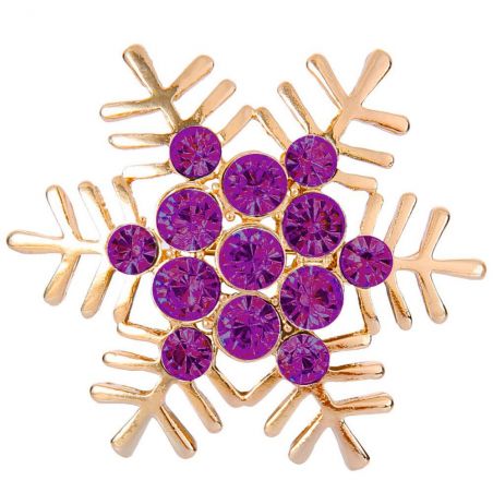 Brooch TASYAS Snowflake with purple rhinestones