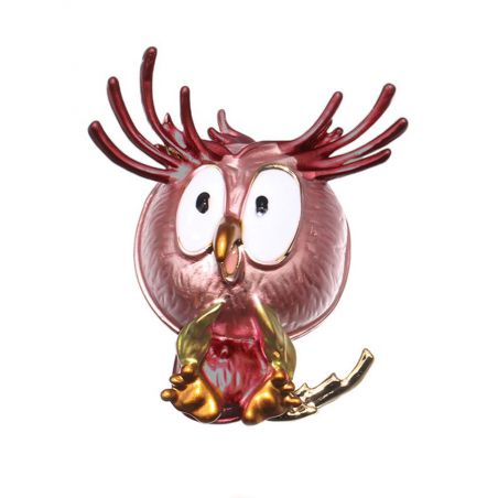 Brooch TASYAS Owl pink