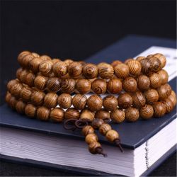Rosary 108 beads on rubber Ø8 mm wood brown Tasyas