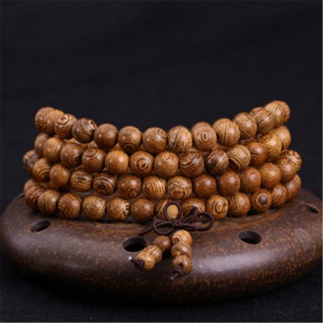 Rosary 108 beads on rubber Ø8 mm wood brown Tasyas