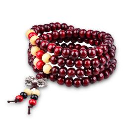 Rosary 108 beads with elastic band Ø8 mm wood cherry