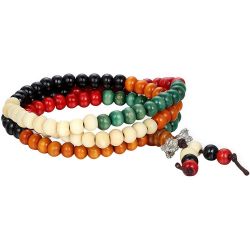 Rosary 108 beads with elastic band Ø8 mm wood multi-color