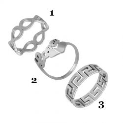 Ring set TASYAS Mediterranean 3 pcs №1 silver size 2