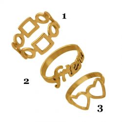 Ring set TASYAS Mediterranean 3 pcs №2 gold size 3