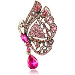 Brooch TASYAS Butterfly with pink stone