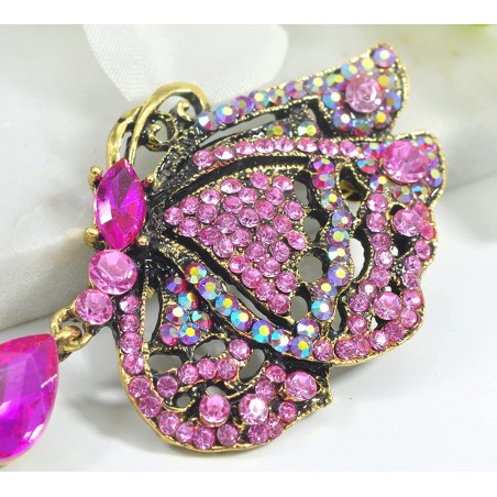 Brooch TASYAS Butterfly with pink stone