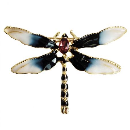 Brooch TASYAS Dragonfly with purple stone