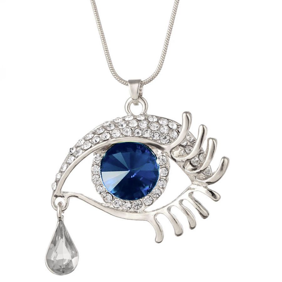 Necklace TASYAS Crystal eye cobalt in silver