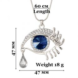 Necklace TASYAS Crystal eye cobalt in silver