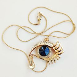 Necklace TASYAS Crystal eye cobalt in gold