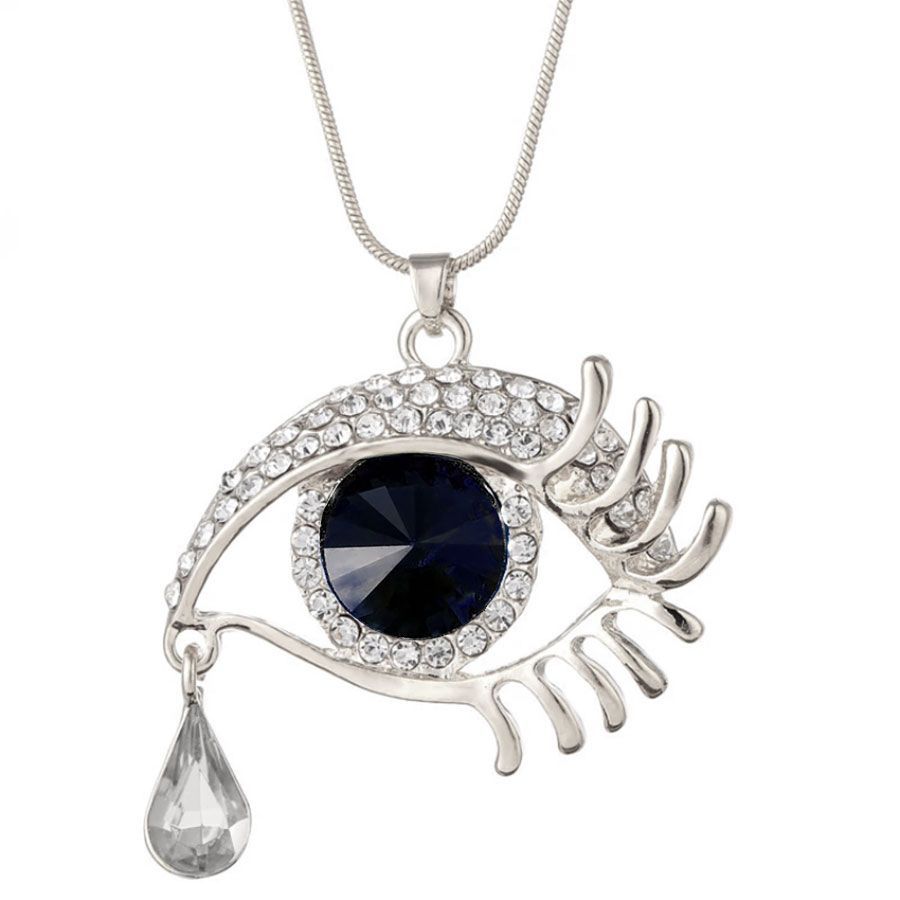 Necklace TASYAS Crystal eye black in silver
