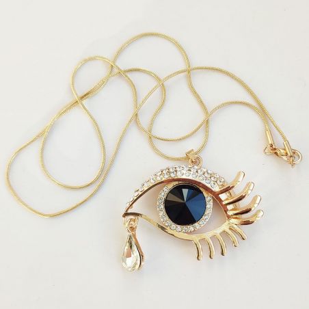 Necklace TASYAS Crystal eye black in gold
