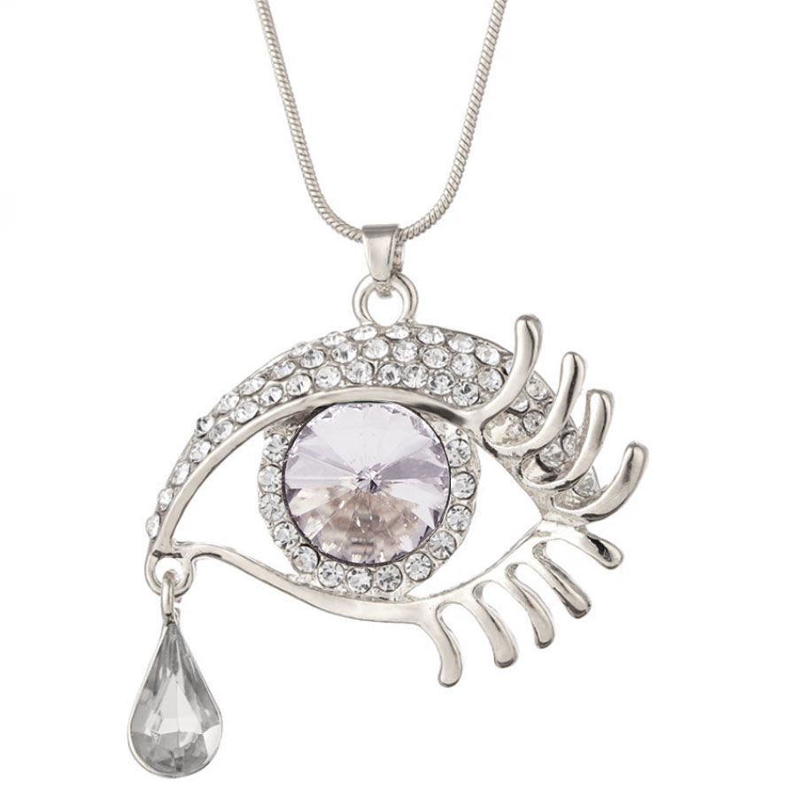 Necklace TASYAS Crystal eye white in silver