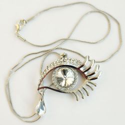 Necklace TASYAS Crystal eye white in silver