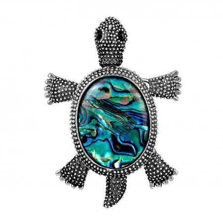 Brooch TASYAS Turtle with mother-of-pearl shell