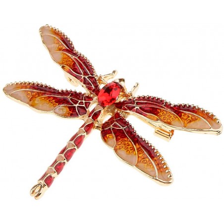 Brooch TASYAS Dragonfly with red stone