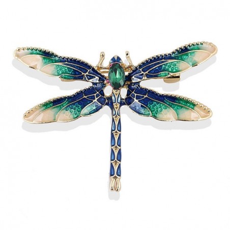 Brooch TASYAS Dragonfly with green stone
