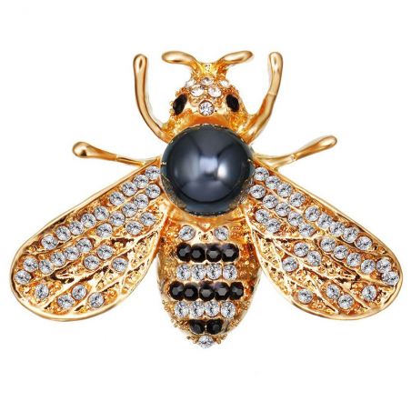 Brooch TASYAS Bee with a dark pearl