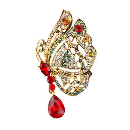 Brooch TASYAS Butterfly with red stone