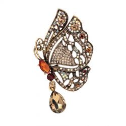 Brooch TASYAS Butterfly with amber