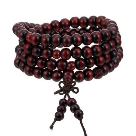 Rosary TASYAS Rosary 108 beads on an elastic band Ø8 mm wood bordeaux