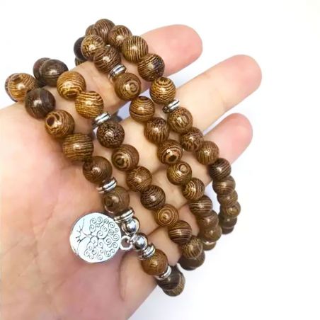 Rosary TASYAS Rosary Life Tree 108 beads with elastic band Ø8 mm wood brown