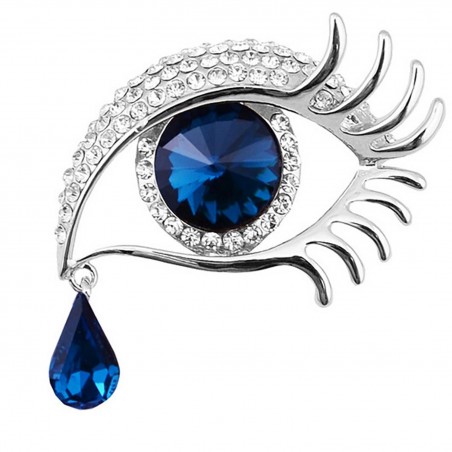 Brooch TASYAS Crystal eye silver blue