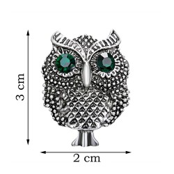 Brooch TASYAS Owl with green eyes