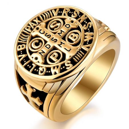 Ring TASYAS Saint Benedict antick gold size 17