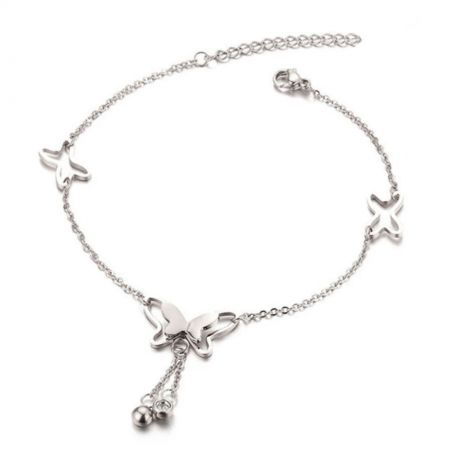 Ankle bracelet TASYAS Butterfly silver