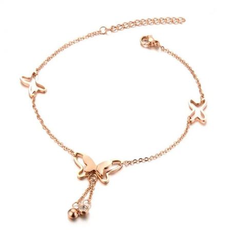 Ankle bracelet TASYAS Butterfly rose gold
