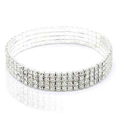 Ankle bracelet TASYAS Crystal elastic 4 rows silver
