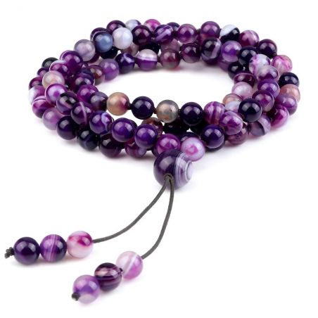 Rosary TASYAS Rosary Violet Agate 108 beads on a string Ø6 mm stone