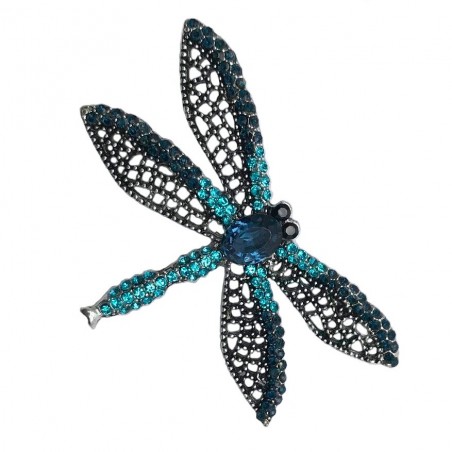 Brooch TASYAS Blue dragonfly with rhinestones