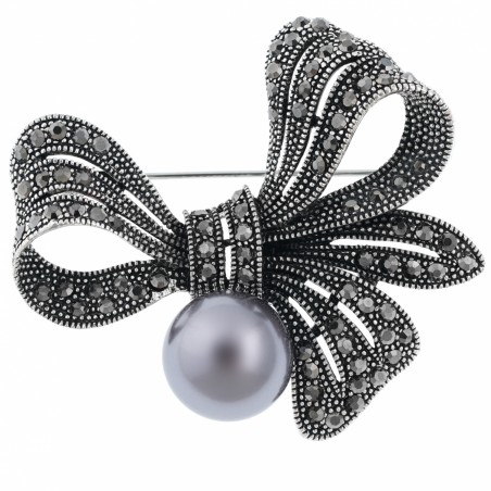 Brooch TASYAS Bow with pearls