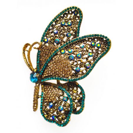 Brooch TASYAS Openwork butterfly Emerald