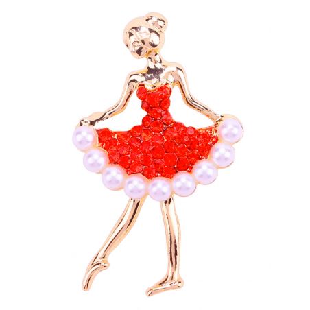 Brooch TASYAS Ballerina in red
