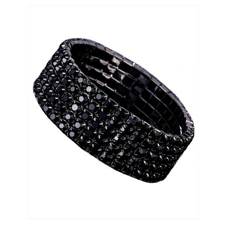 Bracelet TASYAS Black crystal, elastic, 5 rows