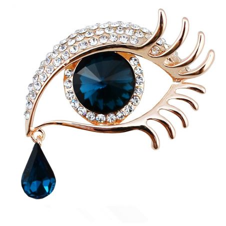 Brooch TASYAS Crystal eye blue-gold