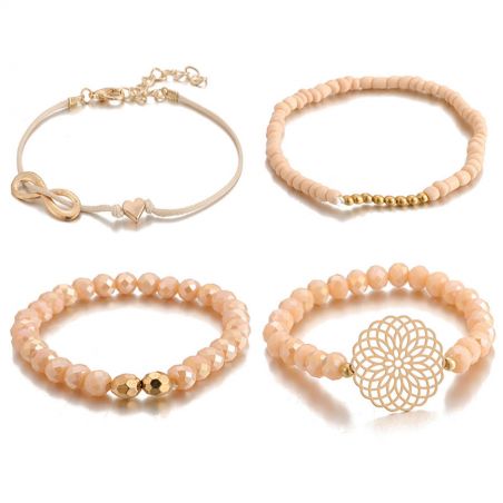 Bracelet TASYAS Beige and pink bracelets, 4 pcs