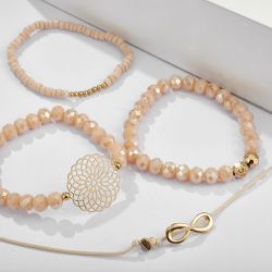 Bracelet TASYAS Beige and pink bracelets, 4 pcs